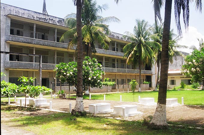 The infamous Tuol Sleng prison - a former high school in the capital - where the Khmer Rouge carried out their attrocities on the Cambodian people.