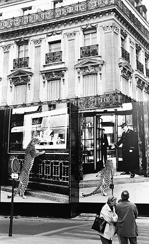 The Cartier store on the Champs-Elysees undergoing renovation. The luxury jeweler has long been associated with leopards.