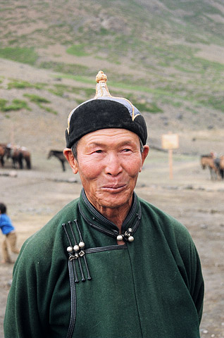 A village elder in Omnogov, located in the Gobi Desert. Omnogov is the largest but least populated aimag, or province, in Mongolia.