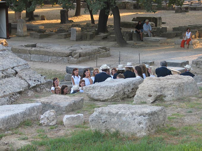 The medal winners at ancient Olympia took part in a carefully rehearsed and historic ceremony.