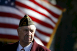 Veteran Alfred Della Rocco pauses during the close of the West Harrison Veterans Day parade.