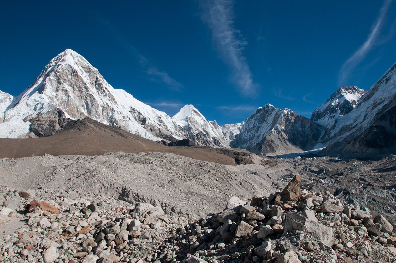 From the Changri Shar glacier below Gorak Shep, with Lingtren, Khumbutse & the Lho La (pass into Tibet) also visibleNikon D300, 17-35mm