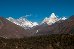 Everest, Lhotse, Ama Dablam and Tengboche Gompa from the trail above Namche BazaarNikon D300, 17-35mm, December 2008