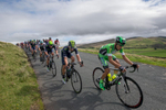Bardiani GreenTeam leads the peleton over Caldbeck Commons in Cumbria on Stege 2