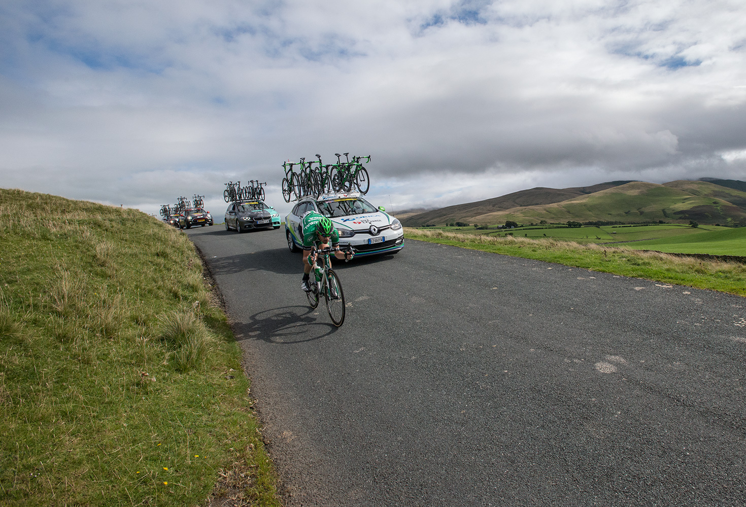  Domingos GONCALVES of Team Caja Rural on Caldbeck Commons in Cumbria during Stage 2