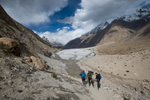 Jim Hartill, Kristof Kinget & Sandy Masson with a view up valley to Paiju etc