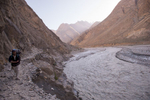 On the new trail between Korophon and Jhola camps. This is the river flowing from the Panmah Glacier
