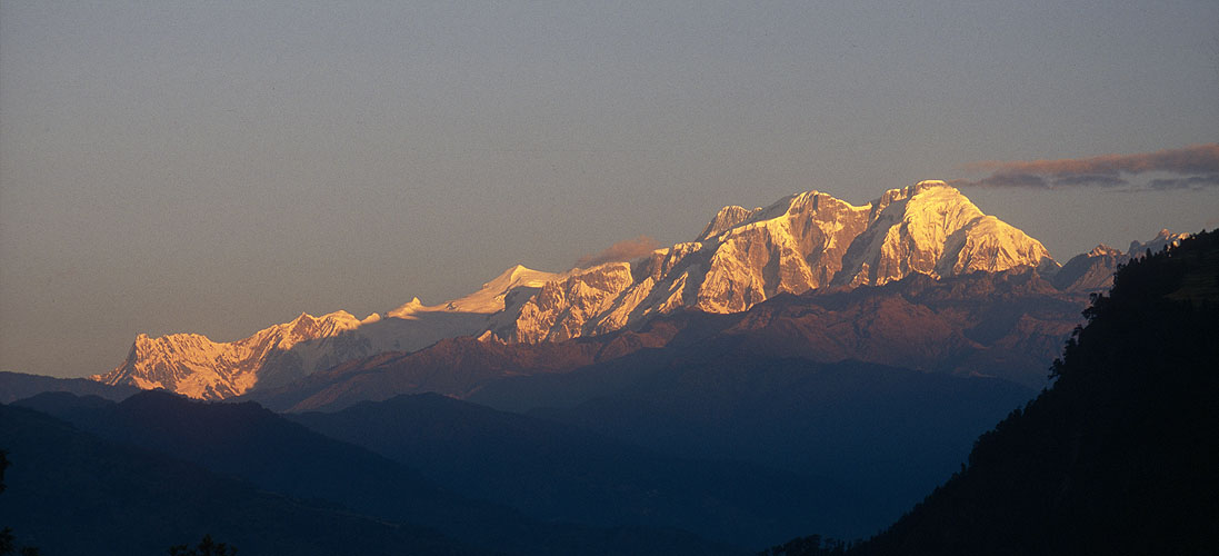 Seen across the Marsyangdi valley from above Bhul Bhule at the foot of the Bara Pokhari Lekh.Nikon FM2, 105mm, Fuji Velvia