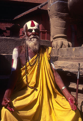 A saddhu (holy man) in Durbar Square, BakhtapurNikon FM2, 24mm, Fuji Velvia