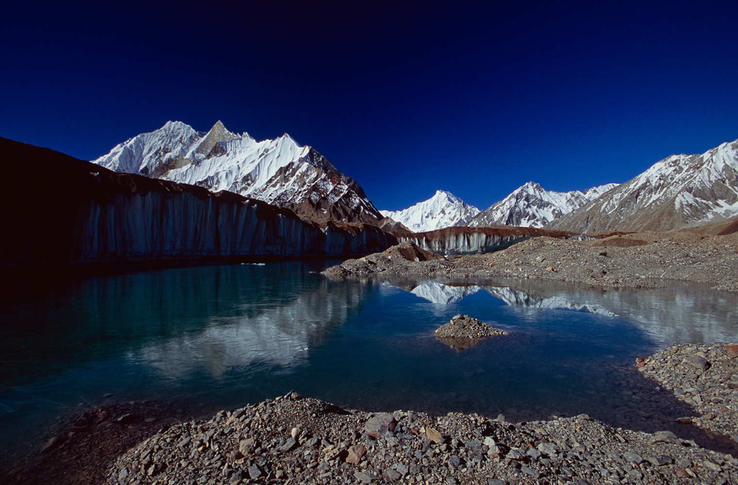 A view into the valley from the centre of the Baltoro above Concordia