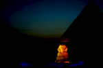 The Sphynx at Giza, floodlit at nightNikon F5, 180mm, Fuji Velvia 100