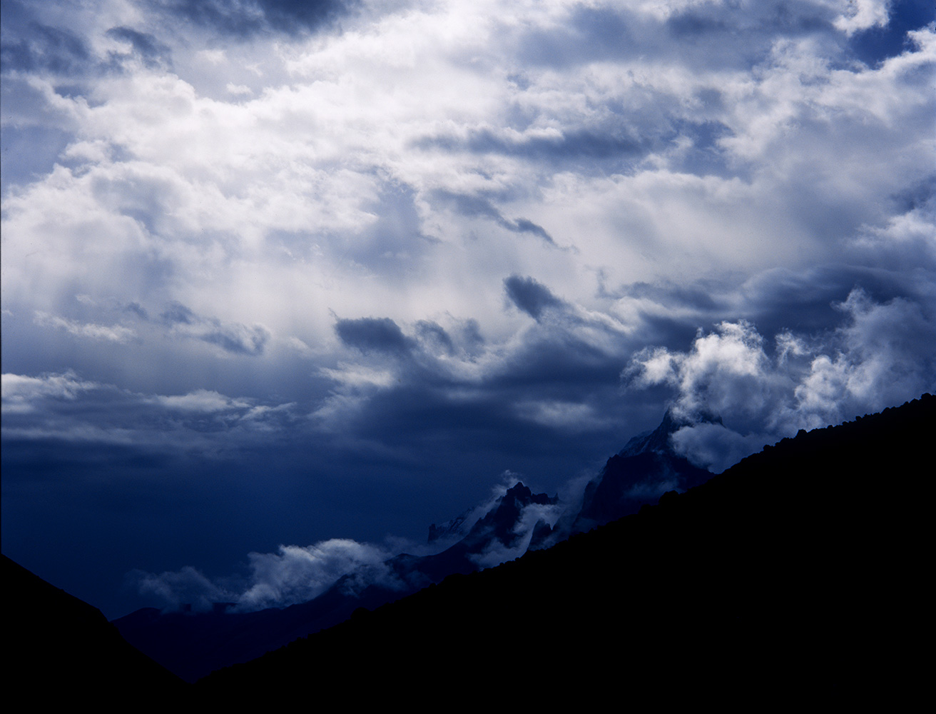 Storm clouds clearing in the upper Chapursan valley at BualtarBronica ETRSi, Fuji RDP2