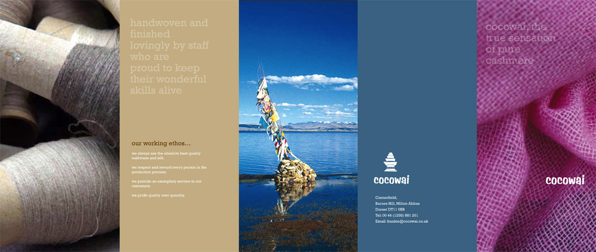 A point-of-sale leaflet produced for this smal company specializing in ethically sourced and traded pashmina from Nepal.