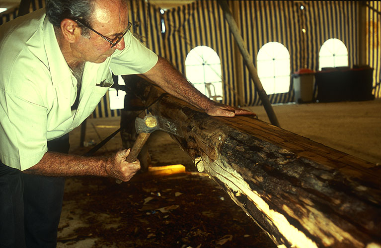 Adzing the keel timbers at Pagasae, GreeceNikon F5, 17-35mm, Fuji Velvia 100