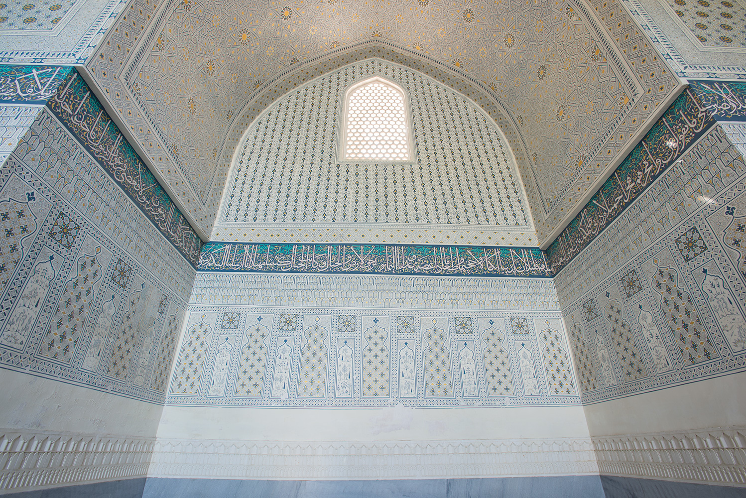 Recently completed restoration work in one of the smaller side mosques in the complex
