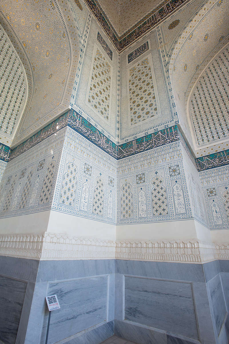 Recently completed restoration work in one of the smaller side mosques in the complex.