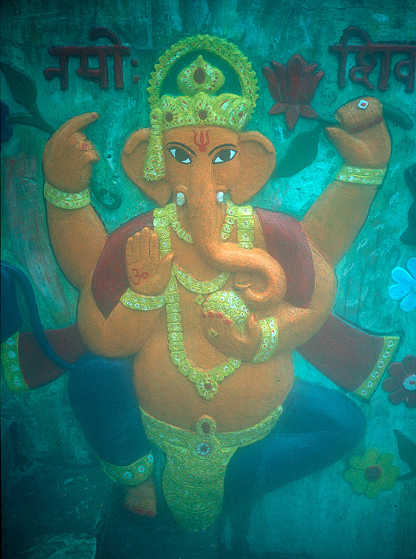 Painted on a temple wall at Manikaran in the Parvatti Valley, Himachal PradeshCanon A1, 50mm ,Fujichrome 100