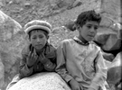 Portrait of two young Hispar boys at Hispar Jhola (wire pulley bridge across the Hispar River)Bronica ETRSi, 70mm, Kodak T-Max 400 @ 800ASA