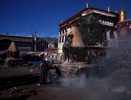 One of two giant juniper hearths in front of the holiest temple in LhasaBronica ETRSi, 50mm, Fuji Velvia