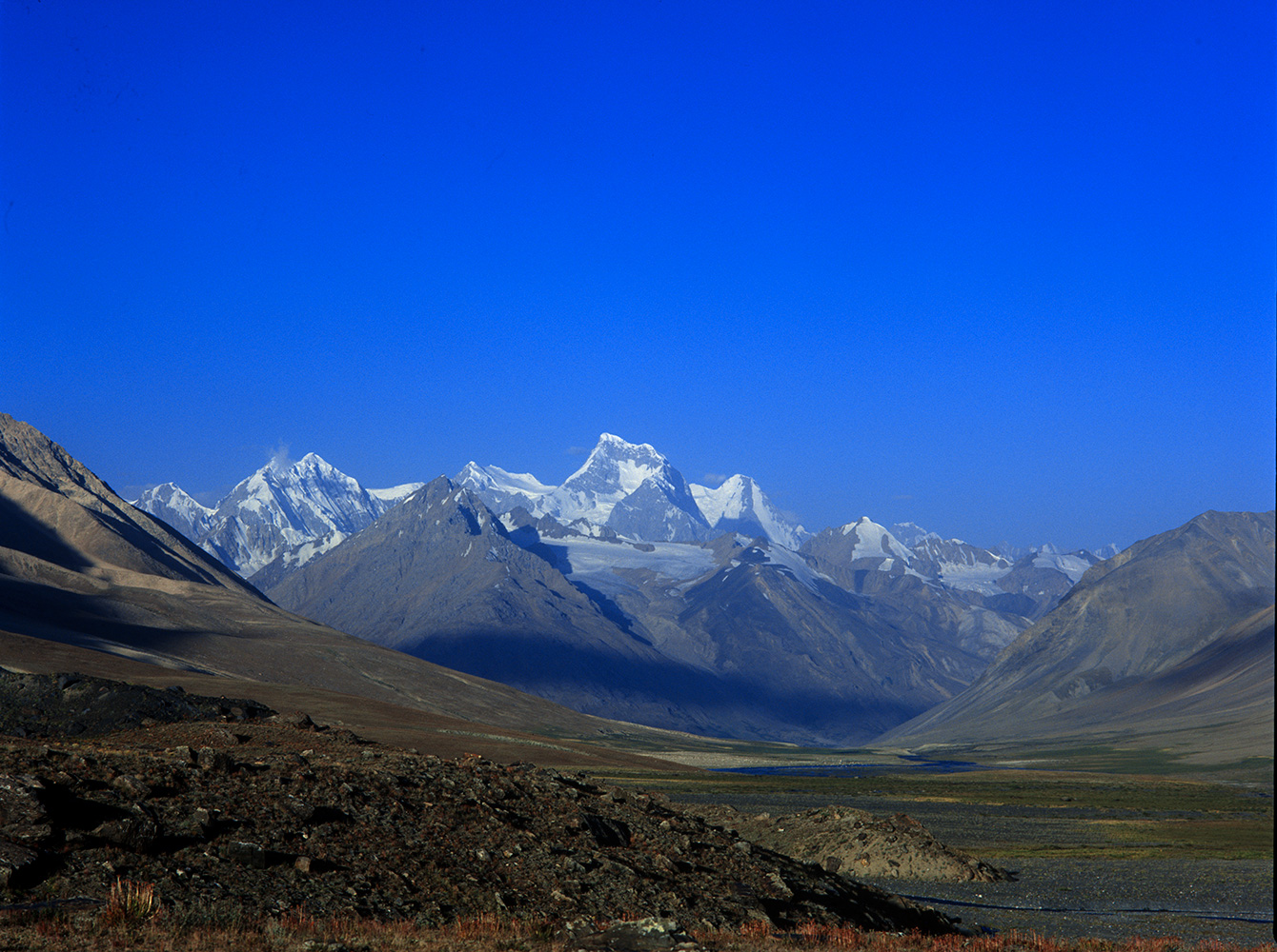 A view back west into Chitral from the crest of the Karumbar to Koyozom and Thui 2 etcBronica ETRSi, Fuji Velvia