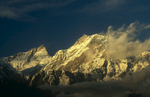 Manaslu (8150m) and Ngadi Chuli (7835m) from the Bara Pokhari Lekh.Nikon FM2, 105mm, Fuji Velvia