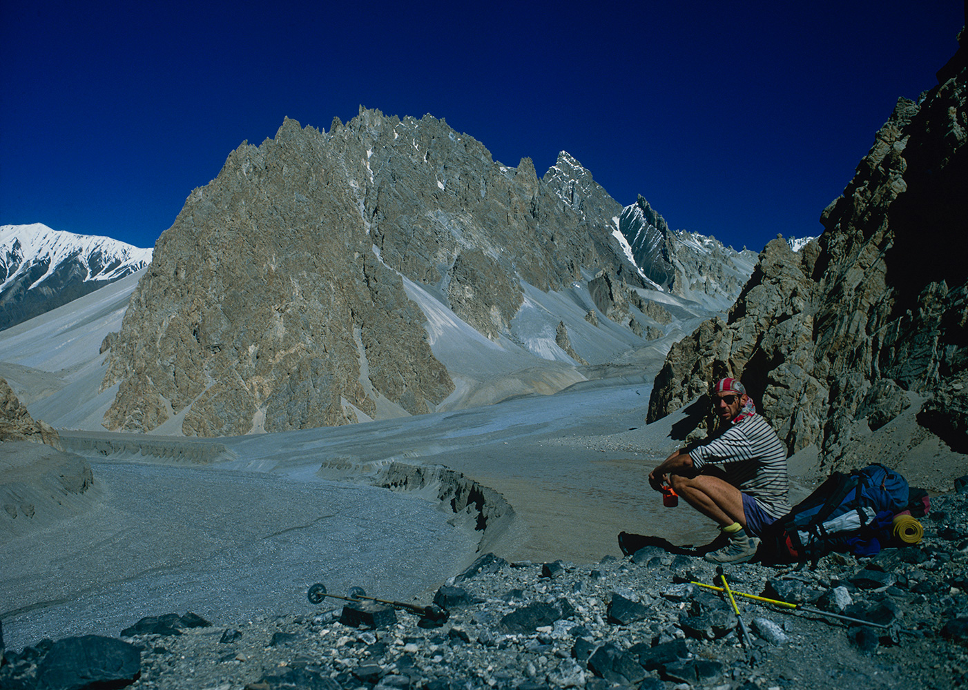 Graham {quote}Mungo{quote} Hulm surveys this wild valley north of Shimshal on our way to Chapchingal