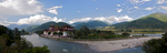 Constructed by Zhabdrung (Shabdrung) Ngawang Namgyal in 1637–38 this is the second oldest and second largest dzong in Bhutan and one of its most majestic structures. The Dzong is located at the confluence of the Pho Chhu (father) and Mo Chhu (mother) rivers in the Punakha–Wangdue valley.Nikon D300, 17-35mm(A stitched panorama of five images)