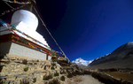 The north face of Everest, seen from Rongbuk Monastery.Nikon F5, 17mm, Fuji Velvia 100