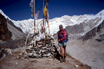 At the tiny Shiva shrine above the Yalung glacier, with the south face of Kangchendzonga beyondCanon A1, 28mm, Fuji RDP