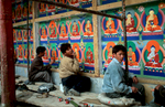 Artists working on a mural during renovations at the seat of the Panchen Lama in Shigatse (Xigatse)Bronica ETRSi, 75mm, Fuji Velvia