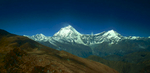 Seen across the Kali Gandaki valley from Thulobugin Pass (4300m).Nikon FM2, 24mm, Fuji Velvia
