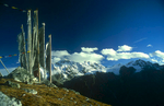 A view across the Langtang valley to Pongen Dokphu (5930m), the Ganja La and Nya Kanga (5846m)Nikon FM2, 24mm, Fuji Velvia