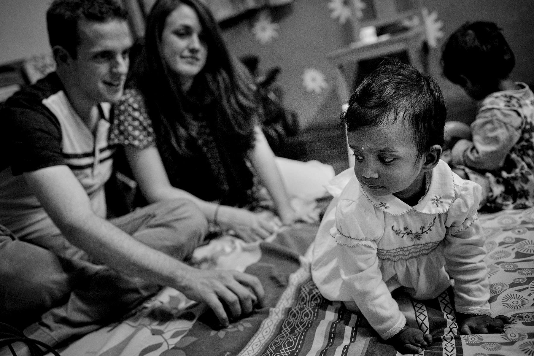 Jessica and Robby Followell pick up their daughter Eden Kaveri at the orphanage in Kolkata, India. 