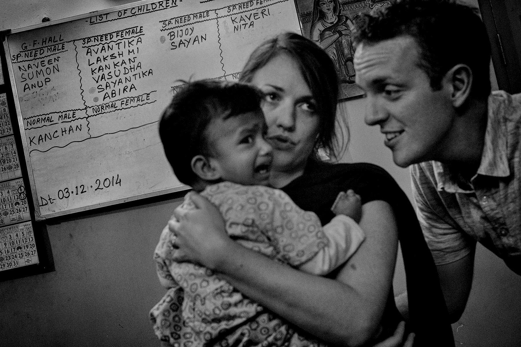 Jessica and Robby Followell pick up their daughter Eden Kaveri at the orphanage in Kolkata, India. 