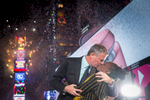 Mayor Bill de Blasio and First Lady Chirlane McCray ring in the New Year with a kiss during the New Year’s Eve Ball Drop in Times Square on Friday January 1, 2016. Michael Appleton/Mayoral Photography Office