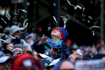 CJ Fortunes, 5, from Old Bridge, NJ, joins the crowds on Broadway in downtown Manhattan for the New York Giants Super Bowl victory parade on Tuesday, February 7, 2012.   (Michael Appleton for The New York Times)  METRO YEAR IN PHOTOS FOR NIKO