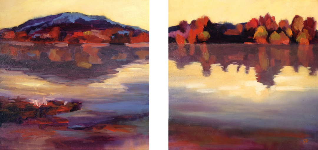 12x12{quote} diptych, oil on canvas© S'zanne ReynoldsPrivate Collection in Boston, MABehind a restaurant in Kerrville, Texas I discovered a lovely view along the Guadalupe River, one of the many gems in the Texas Hill Country.