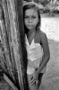 A young girl in front of her home in the Amazon.Boim, Brazil