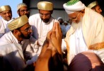 About 200 Dawoodi Bohra members crowded into a hangar at Lawrence Municipal Airport to receive blessings from their spiritual leader, Dr. Burhanuddin.  About one million Shi’ite Muslims belong to the sect, which is based in India and Egypt.