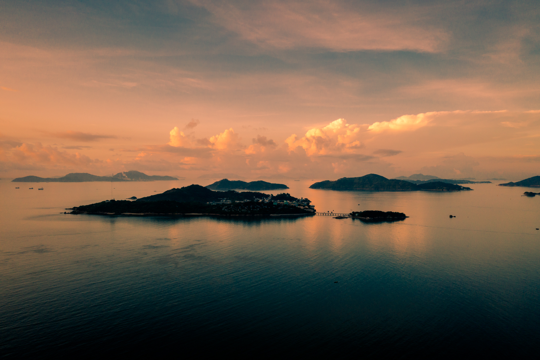 Peng Chau Island at sunset.