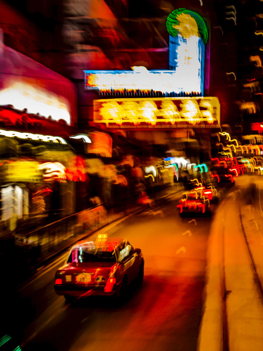 Hong Kong taxis at night