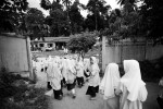 Muslim female students go back to classrooms after the short break of the summer course of a religious school in Yala province in South Thailand where the majority is Muslims and Muslim separate insurgency continues. April 07 2008, Thailand.