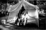 Nancy and Jesus, a homeless couple, stay at the Tompkins Square Park, although fearing the forceful eviction. May 31, 1991.