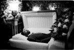 A funeral scene of Keith Thompson, a homeless activist, who died due to AIDS. Yet the real reason was that his nearly forced unhealthy shelter life, after the eviction from Tompkins Sq Park, made him infected by TB, then common death trigger for HIV-infected people. New York, January 1992.