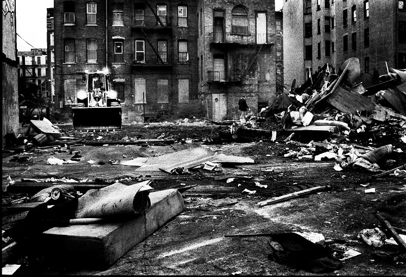The flattened Dinkins’ Ville where many homeless people had been squatting due to not enough proper accommodation in New York. Alphabet City, New York, Oct 16 1991.