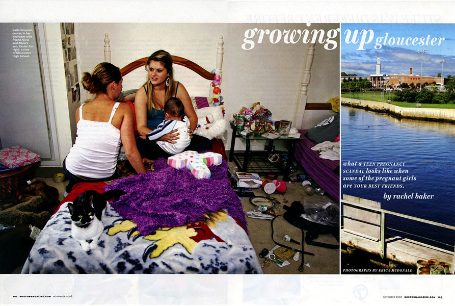 November 2008 issue of Boston Magazine.Kaila and 17 year old Alivia with her son Xavier.