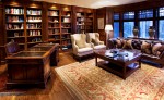 Interior family study with wooden flooring, lounge area, and wood furniture/componets