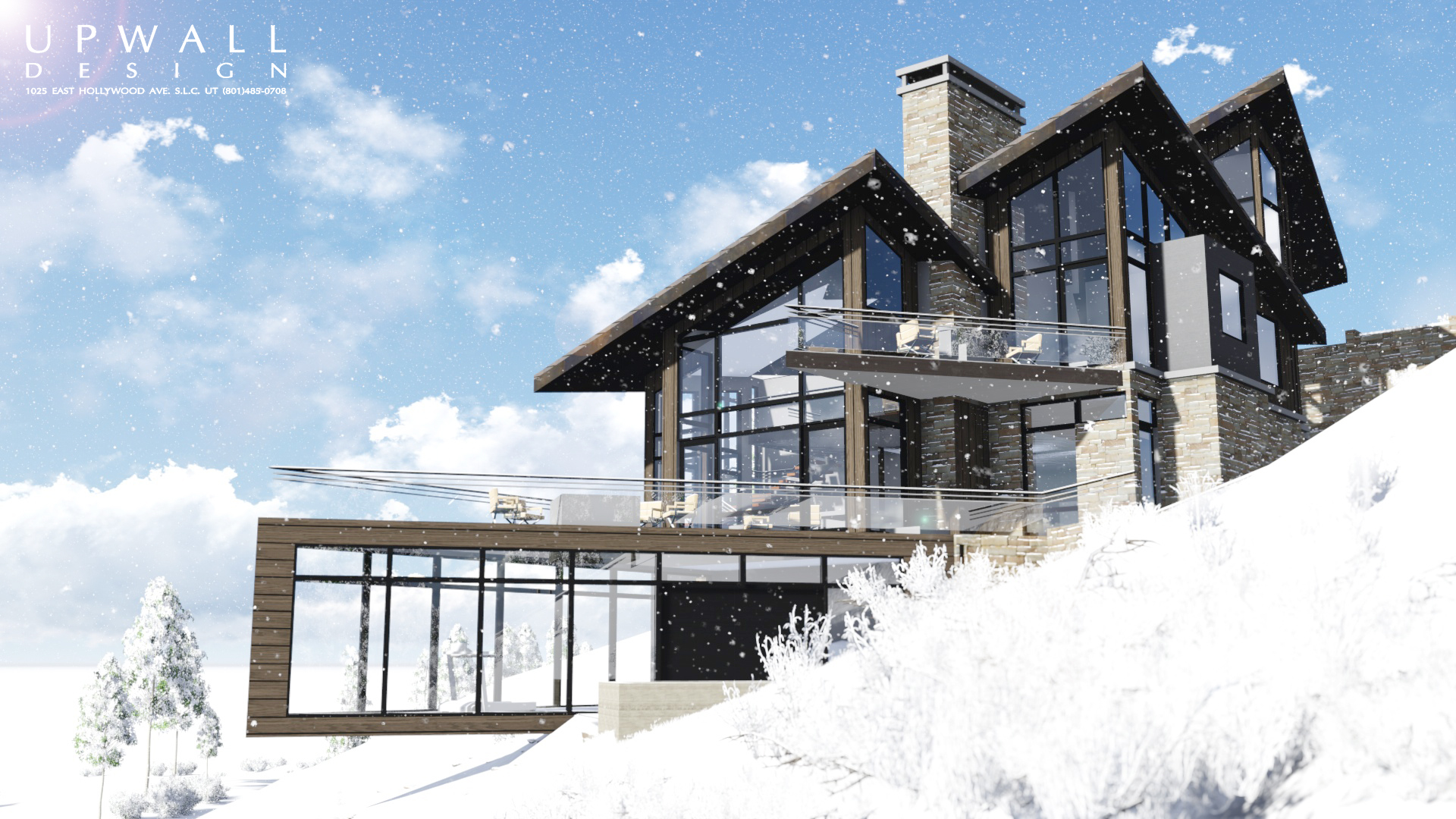 Winter exterior rendering of side of home