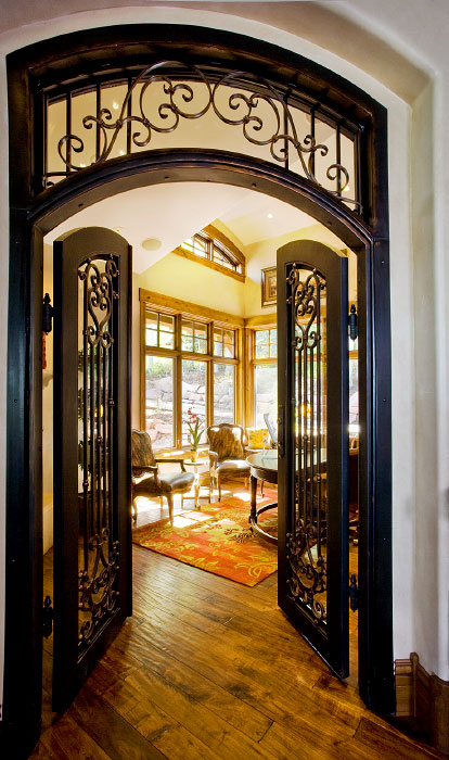 Interior steel door frame and decorative door