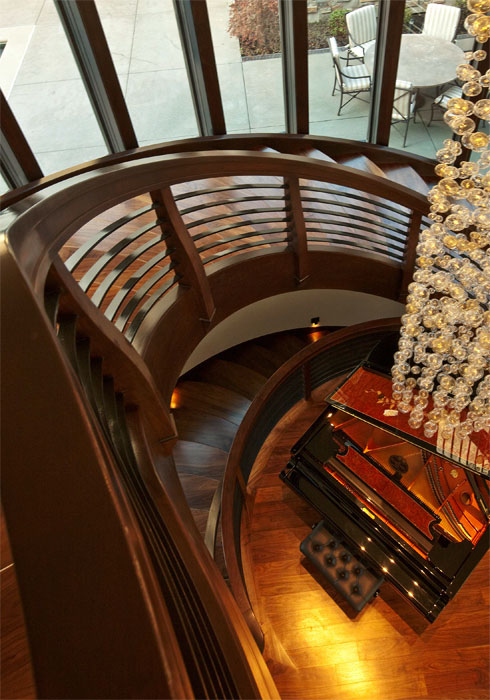 Aerial view of winding staircase 